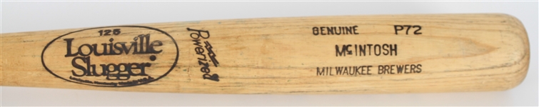 1991-93 Tim McIntosh Milwaukee Brewers Louisville Slugger Professional Model Game Used Bat (MEARS LOA)