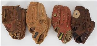 1960s-80s Player Endorsed Store Model Baseball Mitts - Lot of 4 w/ Ted Williams, Tom Seaver, Carl Yastrzemski & George Brett