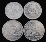 1964-1983 Milwaukee Braves Schedule Post Cereal Iguanodon and Valentine Voyager Coins (Lot of 4)