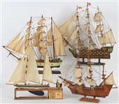 1950s Model Ship Collection - Lot of 4 w/ May Flower, Gorch Fock, HWS Victory and Maple Flakes Sailboat