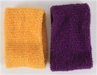 1970s Purple & Yellow Los Angeles Lakers Game Worn Wristbands (MEARS LOA) 