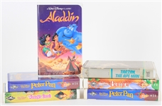 1980s-90s Vintage VHS Collection - Lot of 6 w/ Peter Pan, Bambi, Aladdin, The Jungle Book & Tarzan The Ape Man