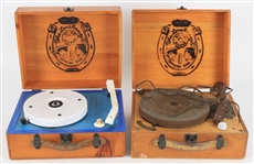 1950s The Lone Ranger Hi Yo Silver Portable Record Players w/ Wooden Enclosures 