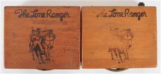1950's The Lone Ranger Hi Yo Silver Portable Record Players w/ Wooden Enclosures 