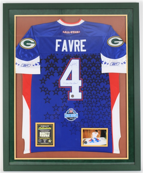 2008 Brett Favre Green Bay Packers 35" x 43" Framed Display w/ Signed Pro Bowl Jersey (Favre COA)
