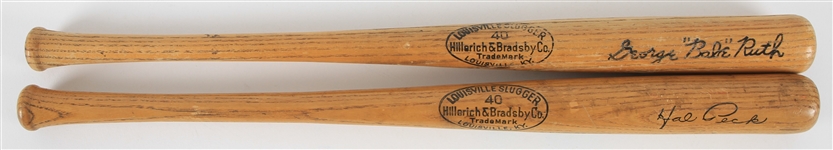 1940s George "Babe" Ruth & Hal Peck H&B Louisville Slugger 16" Mini Bats - Lot of 2 