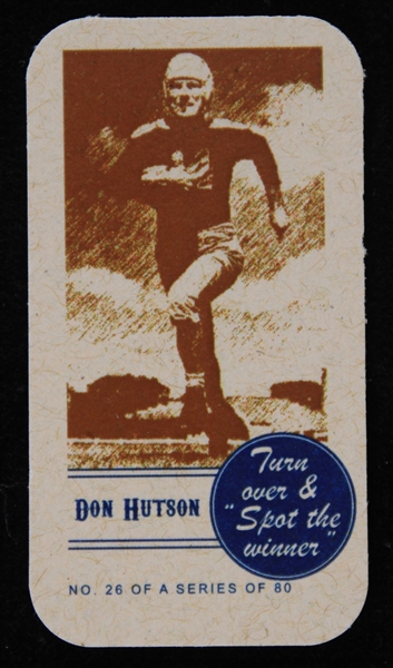 1940s Don Hutson Green Bay Packers Turn Over & Spot The Winner Football Trading Card