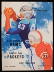 1958 Green Bay Packers Los Angeles Rams City Stadium Game Program
