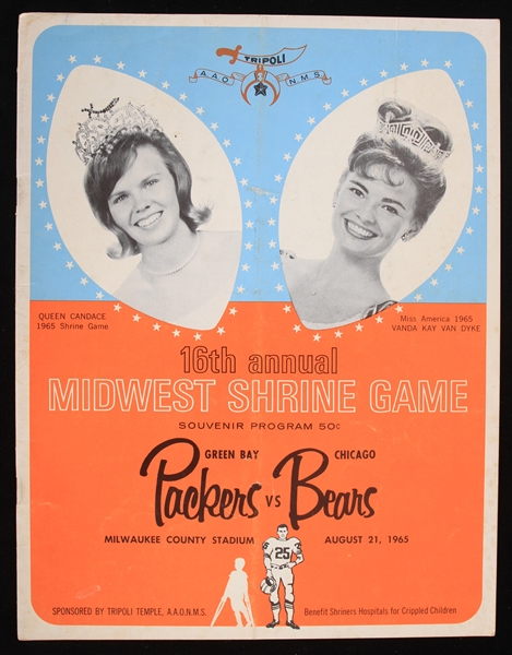 1965 Green Bay Packers Chicago Bears Milwaukee County Stadium Preseason Game Program