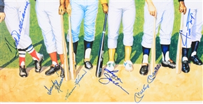 1988 500 Home Run Club Multi Signed 20.5 x 38 Mounted Ron Lewis Lithograph w/ 11 Signatures Including Hank Aaron, Willie Mays, Mickey Mantle, Ted Williams & More (JSA)