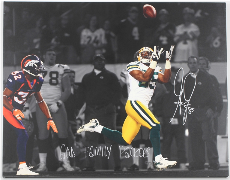 2000s Greg Jennings Green Bay Packers Signed 27" x 34" Canvas Photo