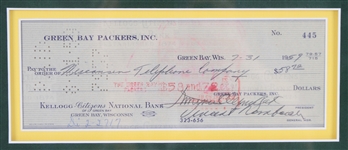 1959 Vince Lombardi Green Bay Packers 16 x 25 Framed Display w/ Lombardi Signed Team Check 