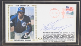 1989 Ken Griffey Jr. Seattle Mariners 14 x 17 Framed Display w/ Signed Father/Son Combo First Day of Issue Envelope (JSA)