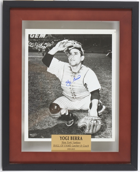 2000s Yogi Berra New York Yankees Signed 12" x 15" Framed Photo