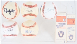1980s-2020s Milwaukee Brewers World Series & ALCS Ticket Stubs + Five Signed Baseballs Including Robin Yount, Paul Molitor, Christian Yelich & More (JSA)