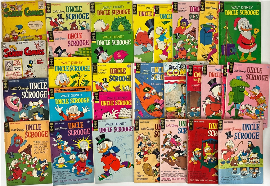 1960s-70s Walt Disney Uncle Scrooge Gold Key Comic Books + Detective Comics #27 Reprint Issues - Lot of 85
