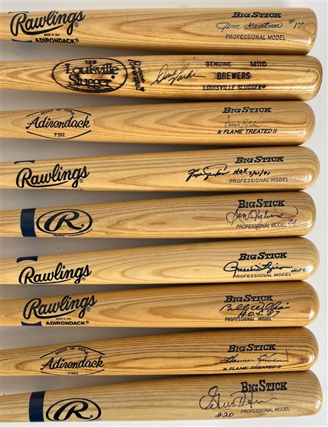 1980s-2000s Hall of Fame & Milwaukeee Brewers Signed Baseball Bat Collection - Lot of 9 w/ Frank Robinson, Harmon Killebrew, Rollie Fingers & More (JSA)