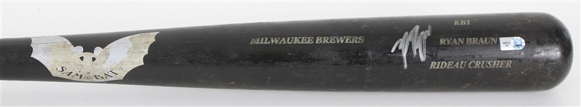 2008 Ryan Braun Milwaukee Brewers Signed SamBat Professional Model Game Used Bat (MEARS A9/JSA/MLB Hologram)