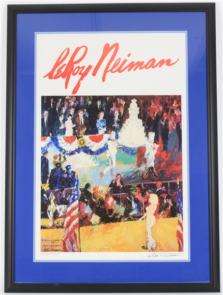 1989 LeRoy Neiman Artist Signed 30" x 42" Framed John F. Kennedy The Presidents Birthday Party Print (JSA)