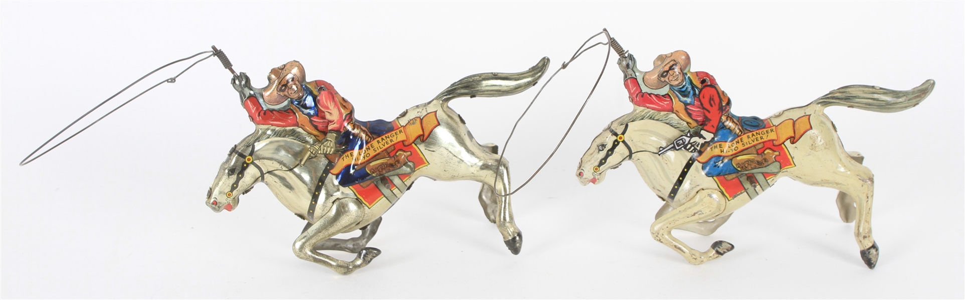 1938 The Lone Ranger Hi Yo Silver Wind Up Lariat Toys - Lot of 2