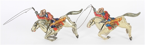 1938 The Lone Ranger Hi Yo Silver Wind Up Lariat Toys - Lot of 2