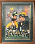 1990s Brett Favre Green Bay Packers Signed 40x51 Framed Danny Day Print (JSA)