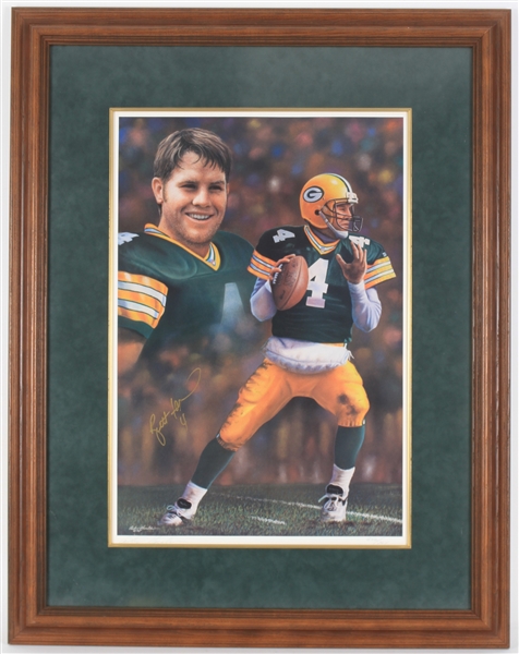 1995 Brett Favre Green Bay Packers Heart of Gold Signed 30x39 Framed Goralski Print (JSA)