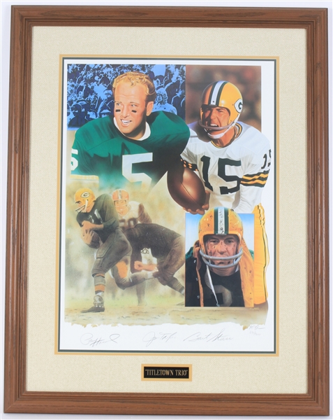 1991 Paul Hornung, Jim Taylor, Bart Starr "Titletown Trio" Signed 29x38 Framed Print (JSA)