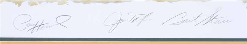 1991 Paul Hornung, Jim Taylor, Bart Starr Titletown Trio Signed 29x38 Framed Print (JSA)