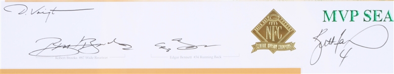 1996 Edgar Bennett, Brett Favre, Mark Chmura GB Packers MVP Season Signed 30x34 Framed Print (JSA)