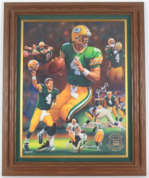 2000 Brett Favre Green Bay Packers Signed 27x35 Framed Lithograph (JSA)