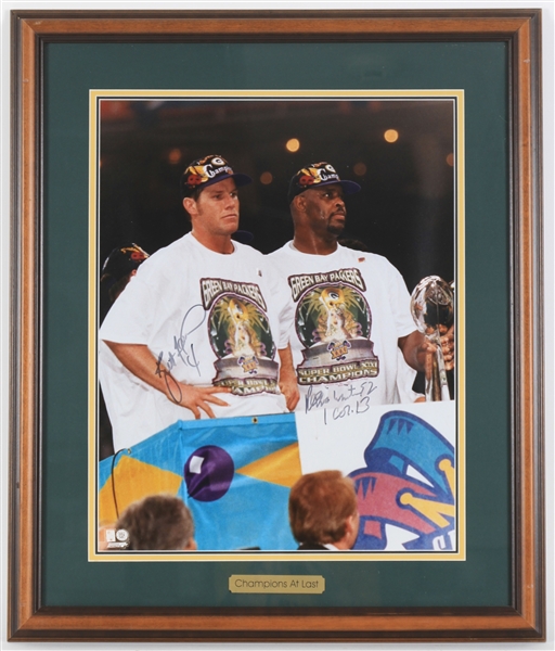 1997 Brett Favre & Reggie White GB Packers Signed 23x27 Framed Photo (JSA)