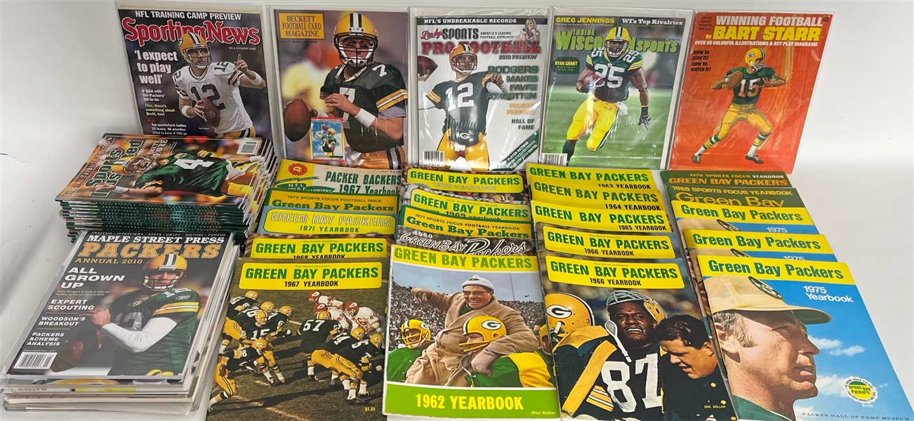 1960s-2000s Green Bay Packers Yearbooks, Sports Illustrated, Game Day (Lot of 150+)