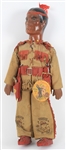1938 Tonto The Lone Ranger 20.5" Doll by Dollcraft Novelty Co. w/ Repro Tag & Accessories