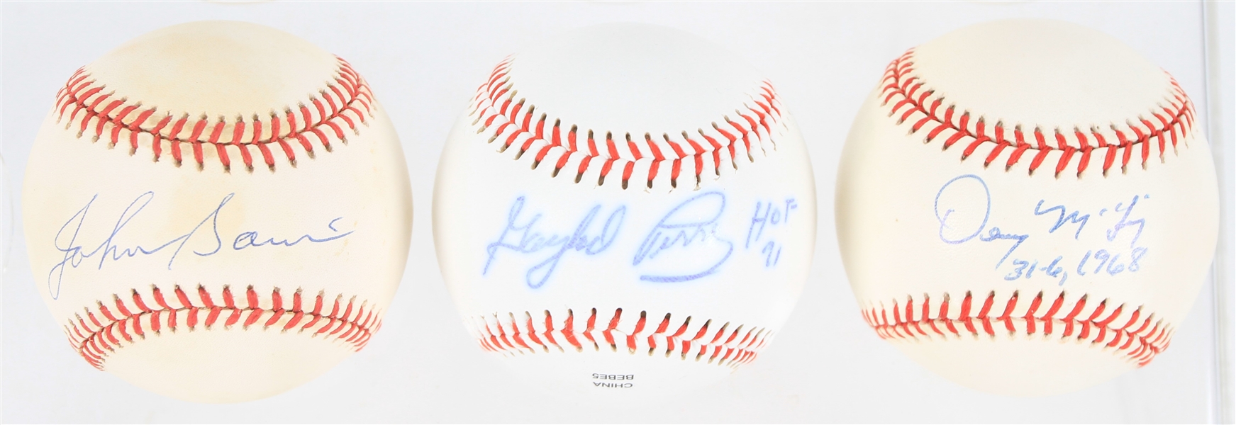 1990s Gaylord Perry Denny McLain Johnny Sain Signed Baseballs - Lot of 3  (JSA)