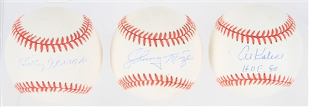 1990s Johnny Mize Al Kaline Billy Herman Signed Baseballs - Lot of 3 (JSA)