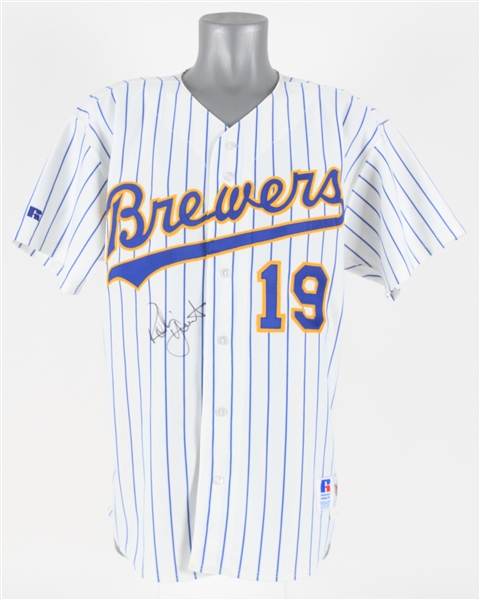 1992 Robin Yount Milwaukee Brewers Signed Professional Model Home Jersey (MEARS LOA/JSA)