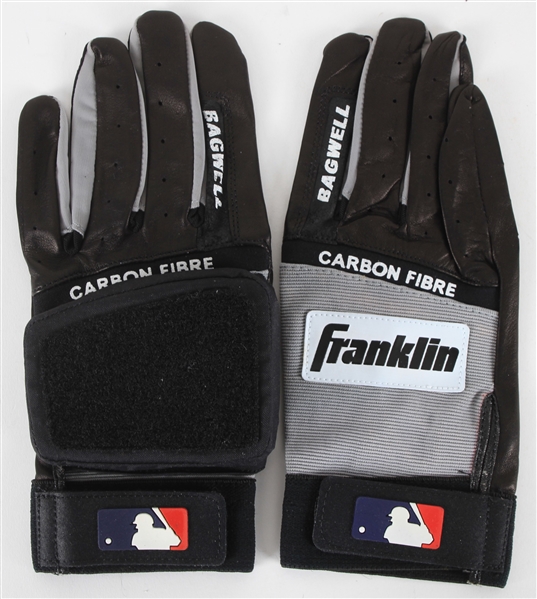1998-2005 Jeff Bagwell Houston Astros Franklin Game Worn Batting Gloves (MEARS LOA)