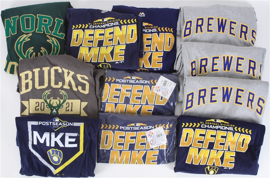 2010s-20s Milwaukee Brewers & Bucks T-Shirt Collection - Lot of 11