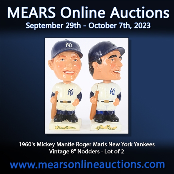 1960s Mickey Mantle Roger Maris New York Yankees Vintage 8" Nodders - Lot of 2