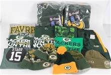 1990s-2000s Green Bay Packers Apparel Collection - Lot of 15 w/ Shirts, Beanies & Blanket Fleeces