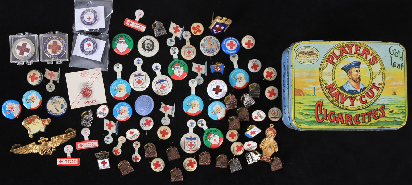 1910s-70s - Red Cross Americana Pinback Pin Tab Collection - Lot of 74