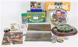 1960s-90s Green Bay Packers Memorabilia Collection - Lot of 17 w/ Vince Lombardi Sports Impressions Plate, Lambeau Field Replica, Box of Frozen Tundra, Signed Items & More