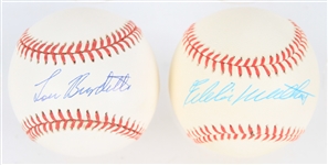 1989-1994 Lou Burdett &  Eddie Mathews Milwaukee Braves Autographed William White ROMLB Baseballs (Lot of 2) (JSA)
