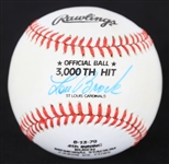 1979 Lou Brock St. Louis Cardinals Autographed 3000th Hit Commemorative Rawlings Playmaker Baseball (JSA)