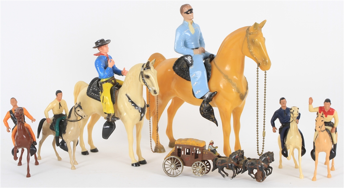 1960s-70s Molded Cowboys & Horse Figures - Lot of 13