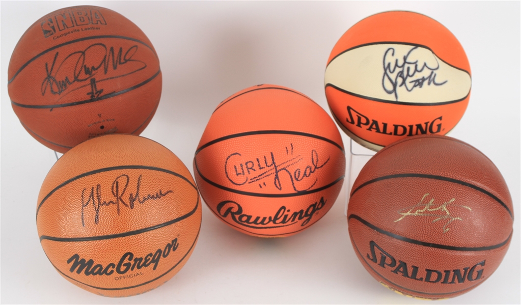 1990s-2000s Signed Basketball Collection - Lot of 8 w/ Kareem Abdul Jabbar, Curly Neal, Glenn Robinson & More (JSA)