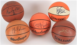 1990s-2000s Signed Basketball Collection - Lot of 8 w/ Kareem Abdul Jabbar, Sue Bird, Malone, Glenn Robinson & More (JSA)
