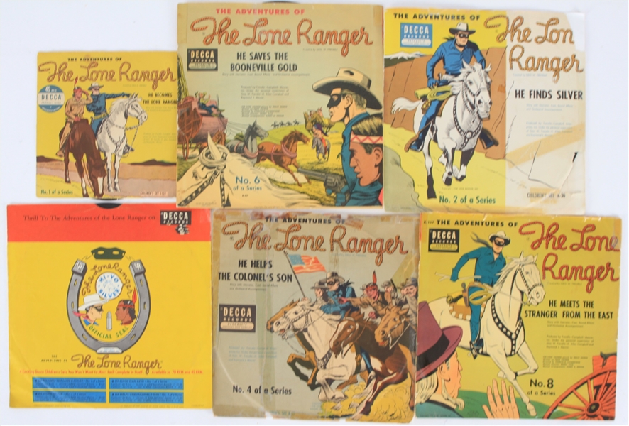 1950s The Adventures of The Lone Rangers 7" & 10" Record Albums - Lot of 6