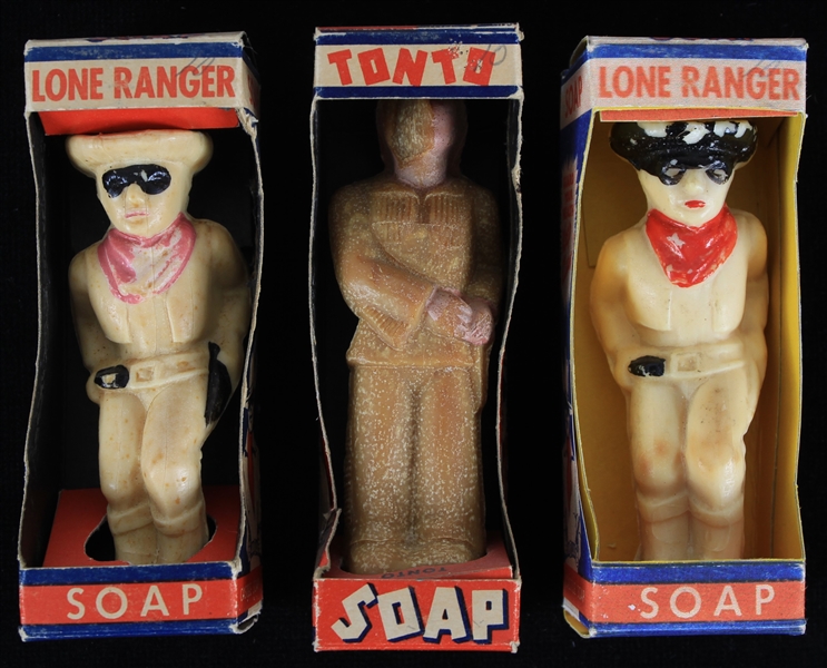 1939 The Lone Ranger & Tonto MIB Castille Soap Figures by Kerk Guild